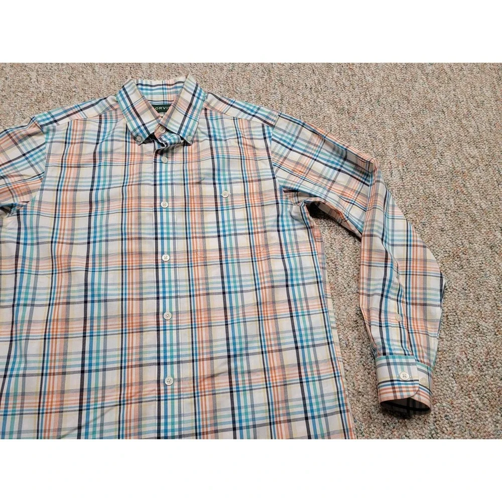 Orvis Shirt Men Medium Multi Plaid Long Sleeve Button Down Outdoors Fishing Camp - Picture 5 of 16